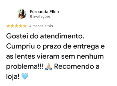 Avaliação Google Ótica Vision Care