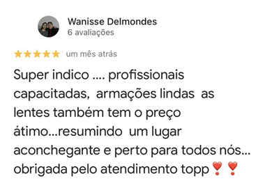 Avaliação Google Ótica Vision Care
